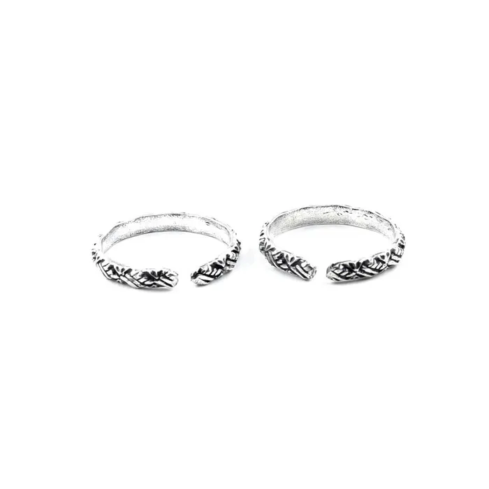 Real 925 Silver Oxidized Women foot toe rings band Pair Karizma Jewels Rings