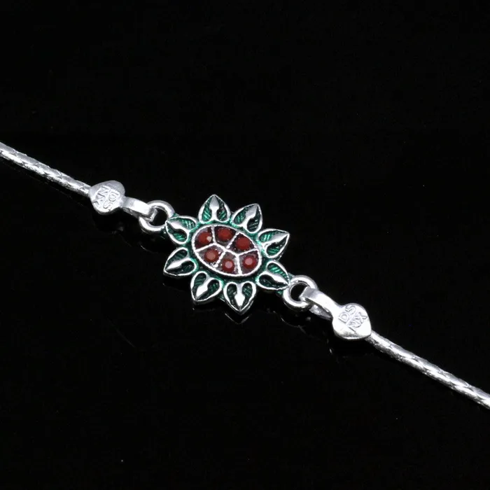 Real Silver Multicolor bracelet Rakhi for men women 75 httpswwwkarizmajewelscom Bracelets