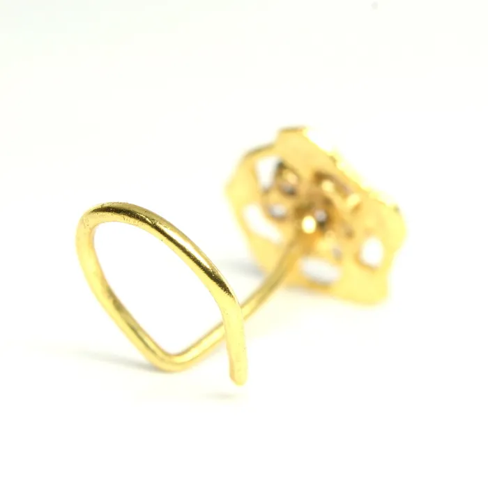 Rings Gold Plated Floral Women Nose Stud CZ Twisted nose ring 22g Karizma Jewels