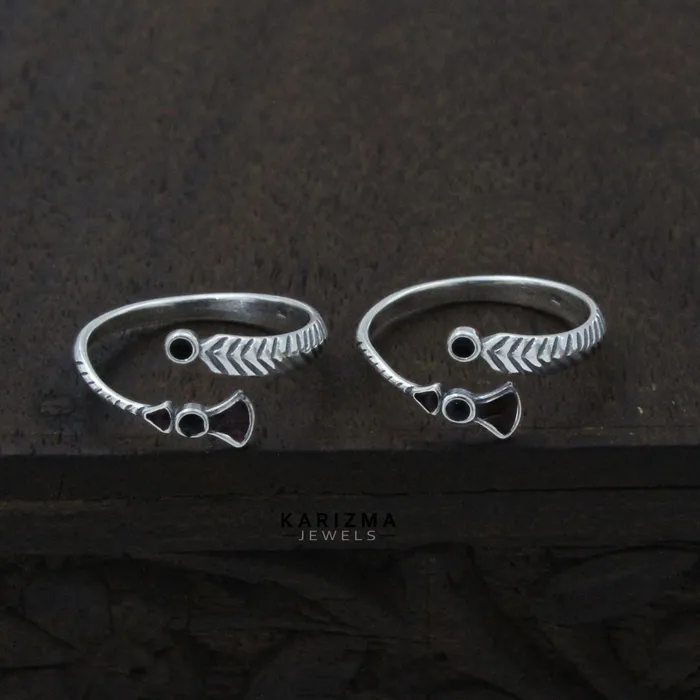 Rings Karizma Jewels 925 Real Sterling Silver Indian women Oxidized fabulous Toe Ring Pair