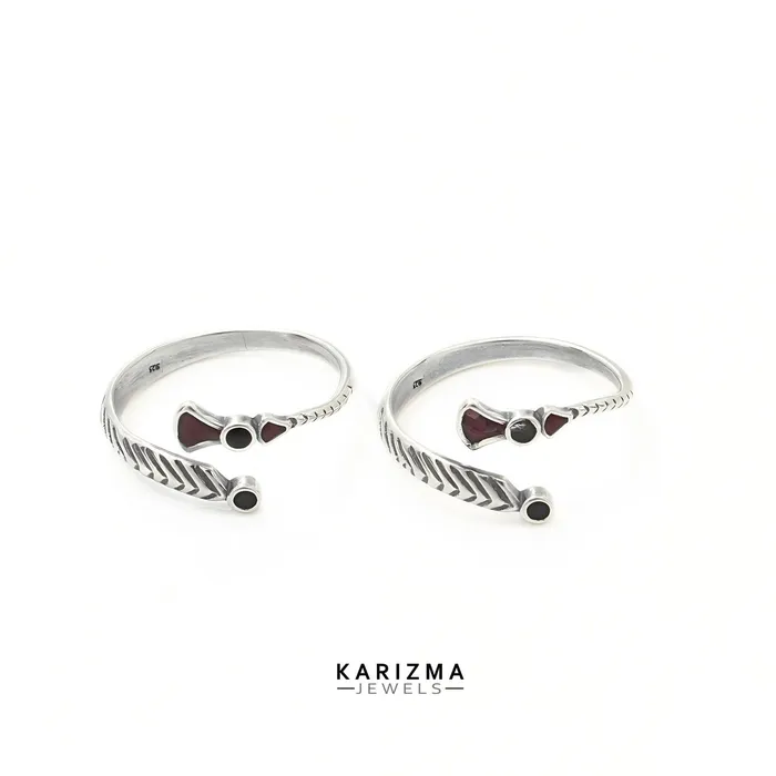 Rings Karizma Jewels 925 Real Sterling Silver Indian women Oxidized fabulous Toe Ring Pair