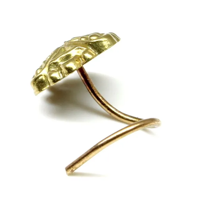 Rings Karizma Jewels Indian Nose Stud Antique gold finish nose ring corkscrew piercing ring l bend
