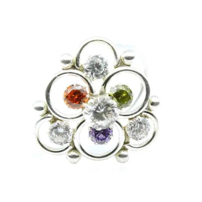 Rings Karizma Jewels Real 925 Silver Nose Stud Multi CZ Twisted nose ring L Bend