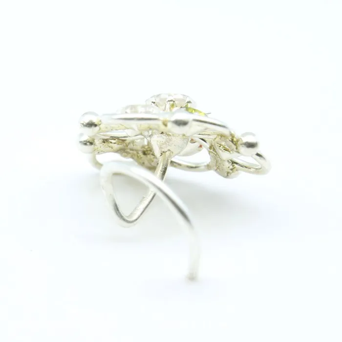 Rings Karizma Jewels Real 925 Silver Nose Stud Multi CZ Twisted nose ring L Bend