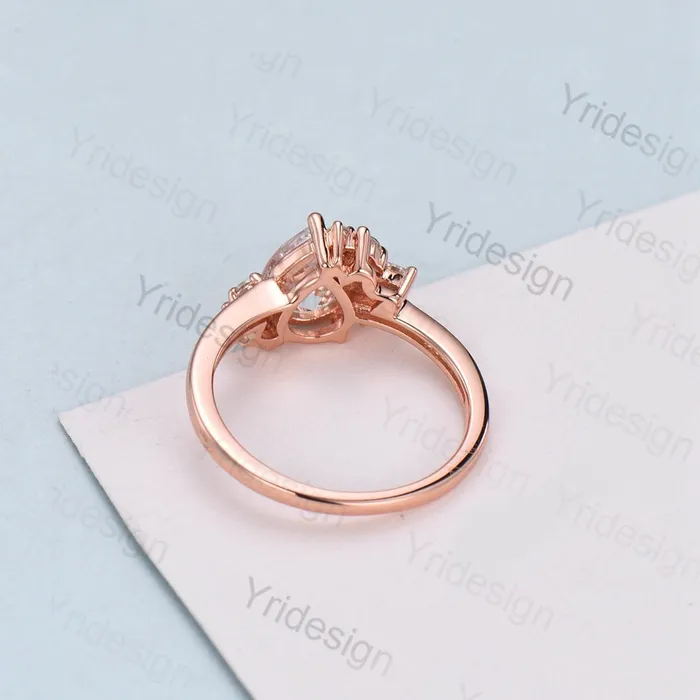 Rings PENFINE Pear shaped moss agate ring rose gold vintage unique engagement ring cluster alexandrite ring art deco moissanite promise ring for women Rings PENFINE Pear shaped moss agate ring rose gold vintage unique engagement ring cluster alexandrite ring art deco moissanite promise ring for women