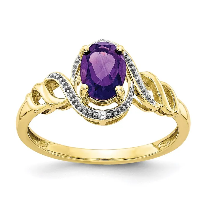 Rings WB Choice Jewelry 10K Amethyst and Diamond RingWBC10XB299