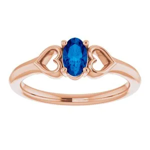 Rings WB Choice Jewelry 14K Rose Chatham LabCreated Blue Sapphire Youth Heart Ring 71987644PSTWBC Rings WB Choice Jewelry 14K Rose Chatham LabCreated Blue Sapphire Youth Heart Ring 71987644PSTWBC