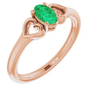 Rings WB Choice Jewelry 14K Rose Chatham LabCreated Emerald Youth Heart Ring 71987638PSTWBC Rings WB Choice Jewelry 14K Rose Chatham LabCreated Emerald Youth Heart Ring 71987638PSTWBC