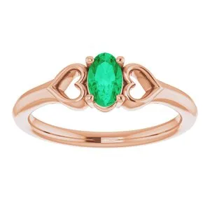 Rings WB Choice Jewelry 14K Rose Chatham LabCreated Emerald Youth Heart Ring 71987638PSTWBC Rings WB Choice Jewelry 14K Rose Chatham LabCreated Emerald Youth Heart Ring 71987638PSTWBC