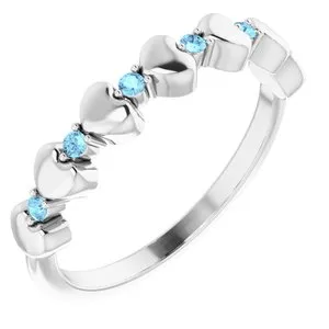 Rings WB Choice Jewelry Sterling Silver Aquamarine Stackable Heart Ring 71999629PSTWBC Rings WB Choice Jewelry Sterling Silver Aquamarine Stackable Heart Ring 71999629PSTWBC