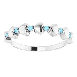 Rings WB Choice Jewelry Sterling Silver Aquamarine Stackable Heart Ring 71999629PSTWBC Rings WB Choice Jewelry Sterling Silver Aquamarine Stackable Heart Ring 71999629PSTWBC
