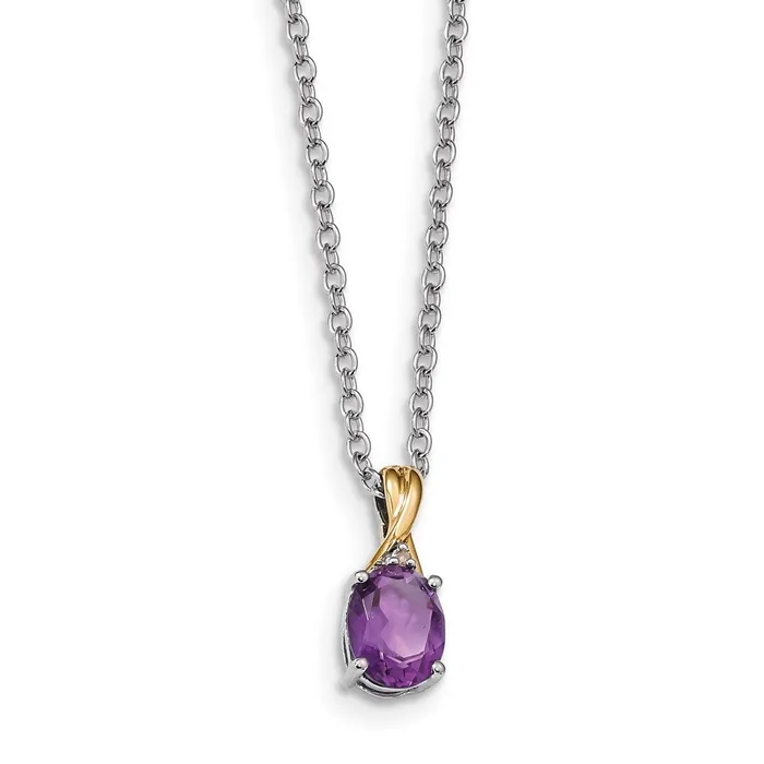 SS 14k True Twotone Amethyst Diamond NecklaceWBCQG271818 WB Choice Jewelry Necklaces SS 14k True Twotone Amethyst Diamond NecklaceWBCQG271818 WB Choice Jewelry Necklaces