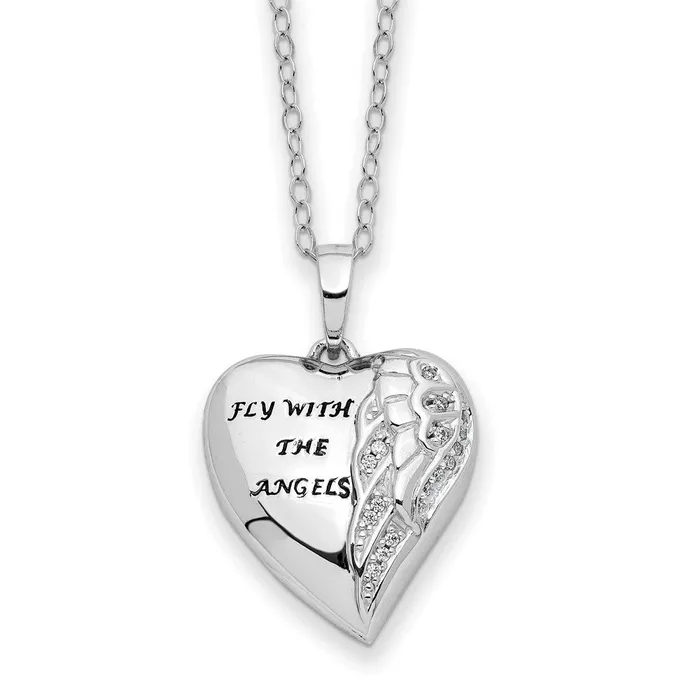 Sterling Silver Antiqued CZ Fly With The Angels 18in Ash Holder NecklaceWBCQSX774 WB Choice Jewelry Necklaces Sterling Silver Antiqued CZ Fly With The Angels 18in Ash Holder NecklaceWBCQSX774 WB Choice Jewelry Necklaces
