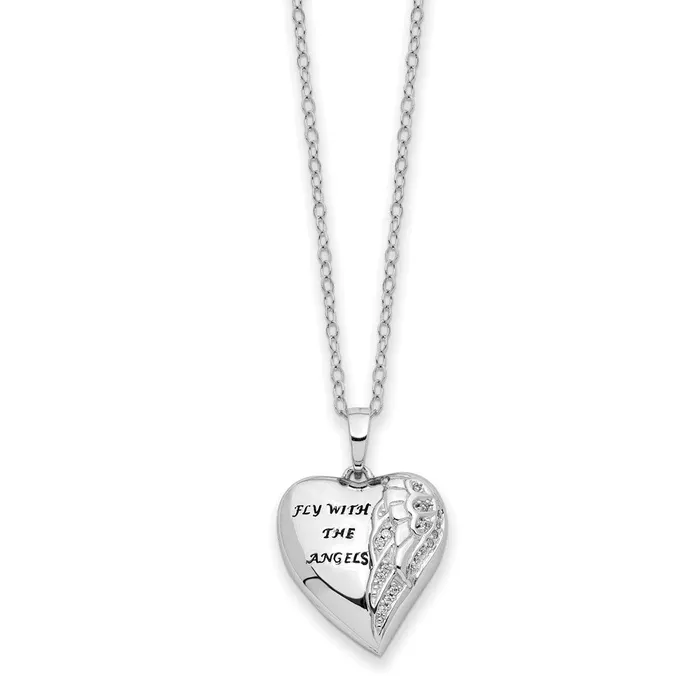Sterling Silver Antiqued CZ Fly With The Angels 18in Ash Holder NecklaceWBCQSX774 WB Choice Jewelry Necklaces Sterling Silver Antiqued CZ Fly With The Angels 18in Ash Holder NecklaceWBCQSX774 WB Choice Jewelry Necklaces