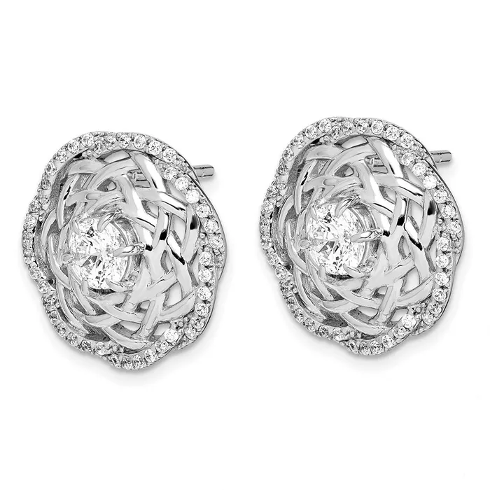 Sterling Silver Rhodiumplated 5mm CZ Center Woven Post EarringsWBCQE14228 WB Choice Jewelry Earrings Sterling Silver Rhodiumplated 5mm CZ Center Woven Post EarringsWBCQE14228 WB Choice Jewelry Earrings