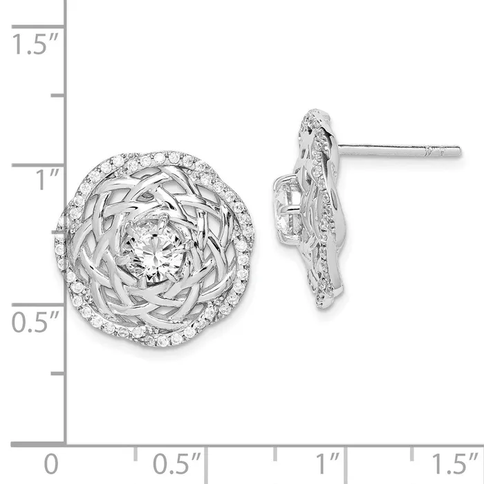 Sterling Silver Rhodiumplated 5mm CZ Center Woven Post EarringsWBCQE14228 WB Choice Jewelry Earrings Sterling Silver Rhodiumplated 5mm CZ Center Woven Post EarringsWBCQE14228 WB Choice Jewelry Earrings
