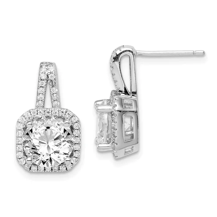 Sterling Silver Rhodiumplated CZ Halo Post EarringsWBCQE14215 WB Choice Jewelry Earrings