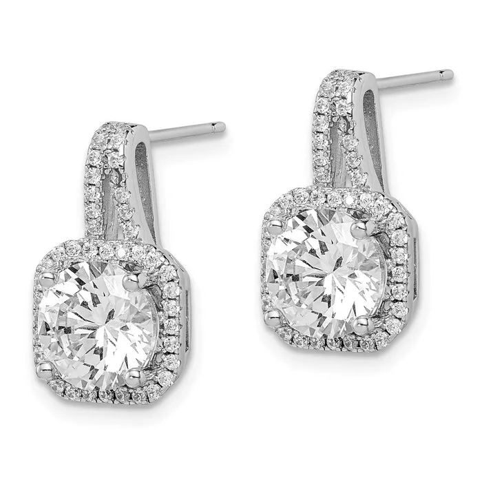Sterling Silver Rhodiumplated CZ Halo Post EarringsWBCQE14215 WB Choice Jewelry Earrings Sterling Silver Rhodiumplated CZ Halo Post EarringsWBCQE14215 WB Choice Jewelry Earrings
