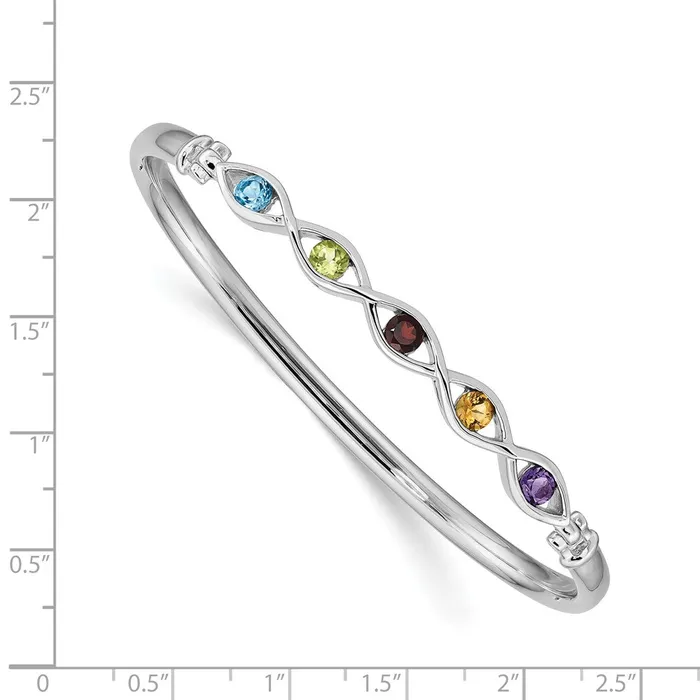 Sterling Silver Rhodiumplated Multigemstone Hinged BangleWBCQB1302 WB Choice Jewelry Rings Sterling Silver Rhodiumplated Multigemstone Hinged BangleWBCQB1302 WB Choice Jewelry Rings