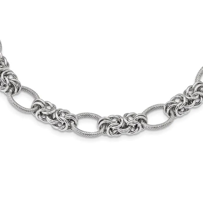 Sterling Silver Rhodiumplated Polished and Textured NecklaceWBCQG389318 WB Choice Jewelry Necklaces Sterling Silver Rhodiumplated Polished and Textured NecklaceWBCQG389318 WB Choice Jewelry Necklaces