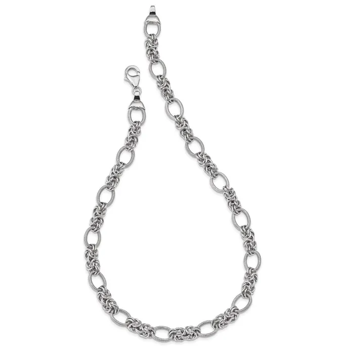 Sterling Silver Rhodiumplated Polished and Textured NecklaceWBCQG389318 WB Choice Jewelry Necklaces Sterling Silver Rhodiumplated Polished and Textured NecklaceWBCQG389318 WB Choice Jewelry Necklaces