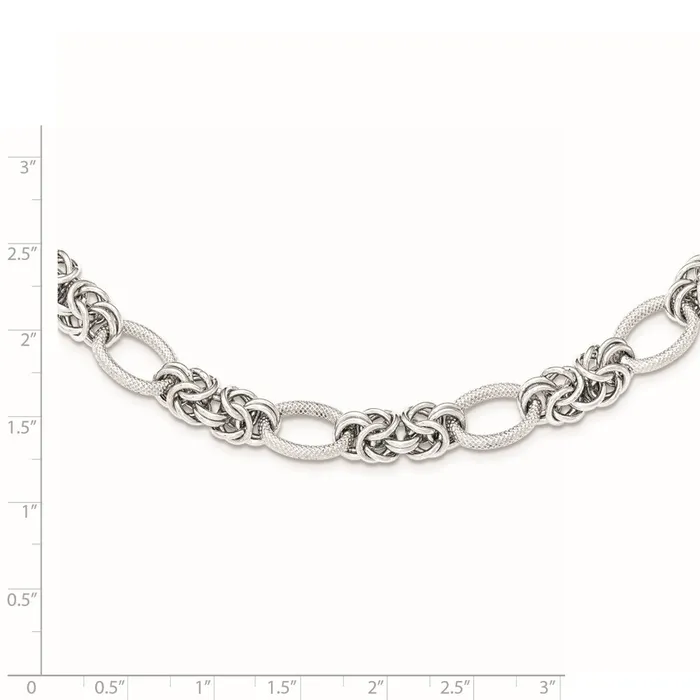 Sterling Silver Rhodiumplated Polished and Textured NecklaceWBCQG389318 WB Choice Jewelry Necklaces Sterling Silver Rhodiumplated Polished and Textured NecklaceWBCQG389318 WB Choice Jewelry Necklaces