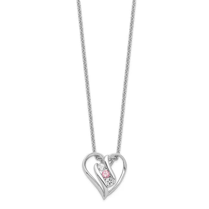 Sterling Silver Survivor ClearPink Swarovski Topaz Heart of Support NecklaWBCSV227SS16 WB Choice Jewelry Necklaces Sterling Silver Survivor ClearPink Swarovski Topaz Heart of Support NecklaWBCSV227SS16 WB Choice Jewelry Necklaces