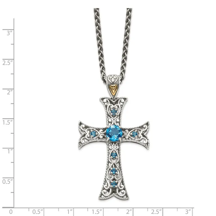 Sterling Silver w14k London Blue Topaz Cross NecklaceWBCQTC1378 WB Choice Jewelry Necklaces Sterling Silver w14k London Blue Topaz Cross NecklaceWBCQTC1378 WB Choice Jewelry Necklaces