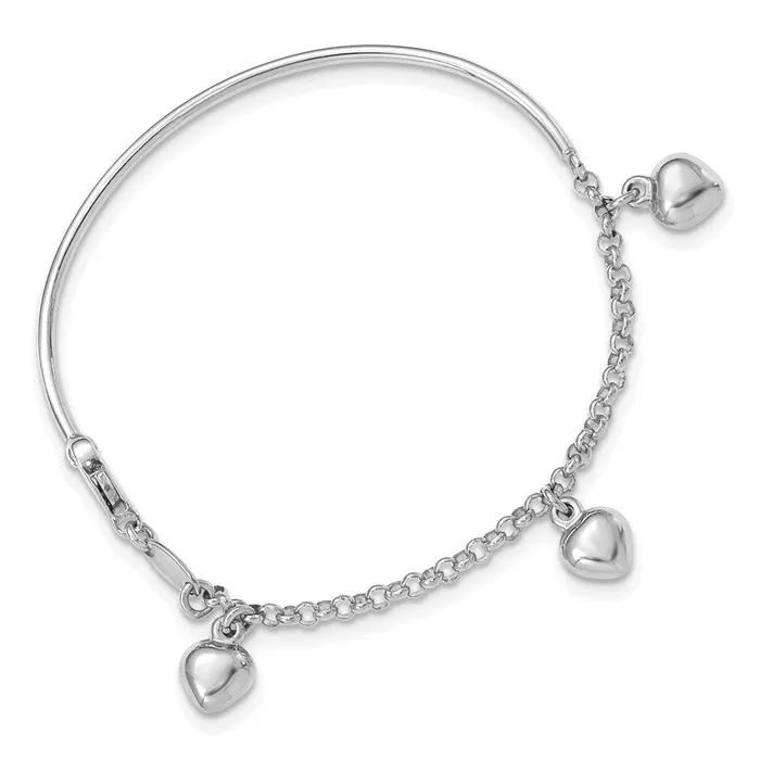 WB Choice Jewelry 14k White Gold Polished Dangle Heart Baby BraceletWBCBID916 Bracelets WB Choice Jewelry 14k White Gold Polished Dangle Heart Baby BraceletWBCBID916 Bracelets