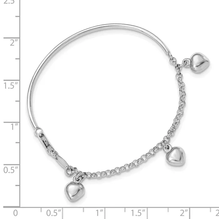 WB Choice Jewelry 14k White Gold Polished Dangle Heart Baby BraceletWBCBID916 Bracelets WB Choice Jewelry 14k White Gold Polished Dangle Heart Baby BraceletWBCBID916 Bracelets