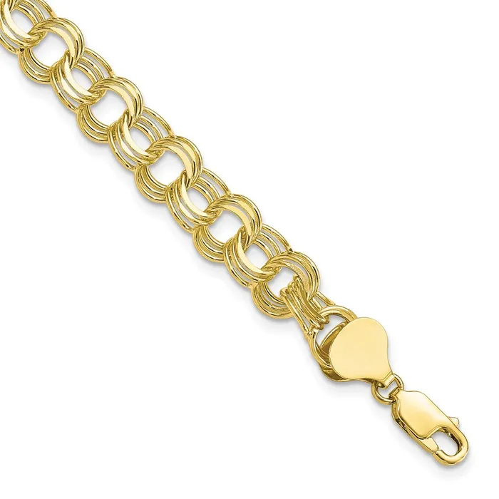 WB Choice Jewelry Bracelets 10k Triple Link Charm BraceletWBC10CH127