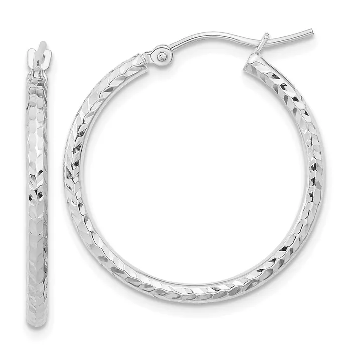 WB Choice Jewelry Earrings 10k White Gold Diamondcut 2mm Round Tube Hoop EarringsWBC10TC393W WB Choice Jewelry Earrings 10k White Gold Diamondcut 2mm Round Tube Hoop EarringsWBC10TC393W