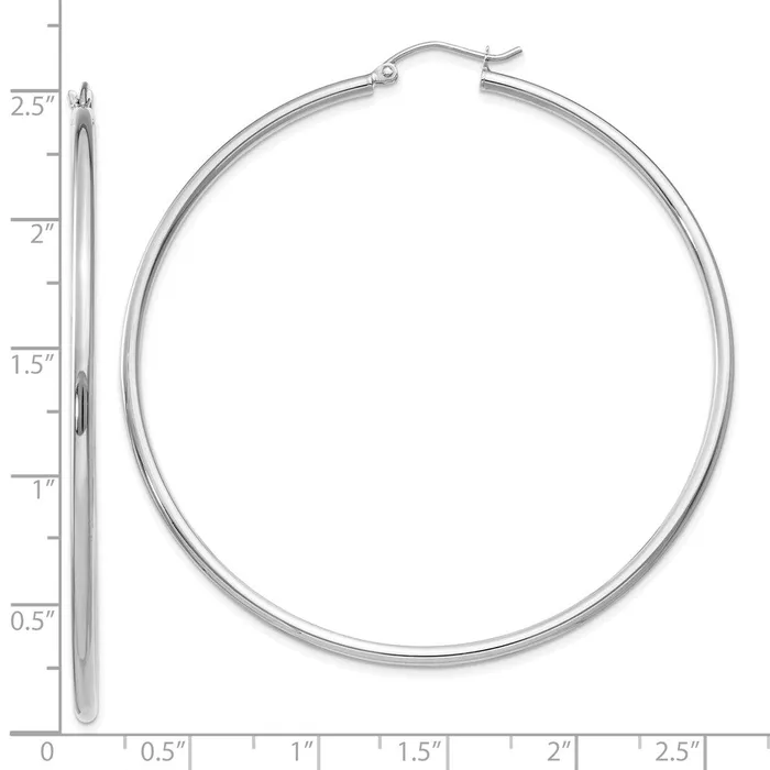 WB Choice Jewelry Earrings 10K White Gold Polished 2mm Lightweight Tube Hoop EarringsWBC10T835L WB Choice Jewelry Earrings 10K White Gold Polished 2mm Lightweight Tube Hoop EarringsWBC10T835L