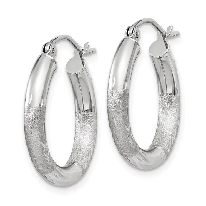 WB Choice Jewelry Earrings 10k White Gold Satin Diamondcut 3mm Round Hoop EarringsWBC10TC278 WB Choice Jewelry Earrings 10k White Gold Satin Diamondcut 3mm Round Hoop EarringsWBC10TC278