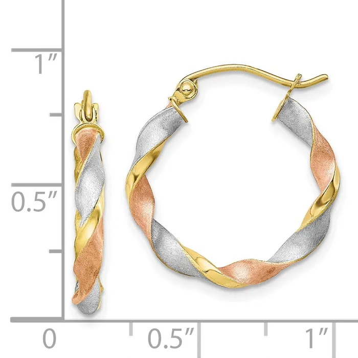 WB Choice Jewelry Earrings 10k White Rose Rhodium Satin Twisted Hoop EarringsWBC10ER304 WB Choice Jewelry Earrings 10k White Rose Rhodium Satin Twisted Hoop EarringsWBC10ER304