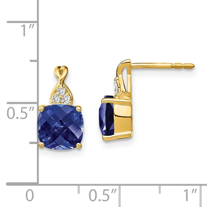 WB Choice Jewelry Earrings 14k Checkerboard Created Sapphire and Diamond EarringsWBCEM4393CSA006YA WB Choice Jewelry Earrings 14k Checkerboard Created Sapphire and Diamond EarringsWBCEM4393CSA006YA