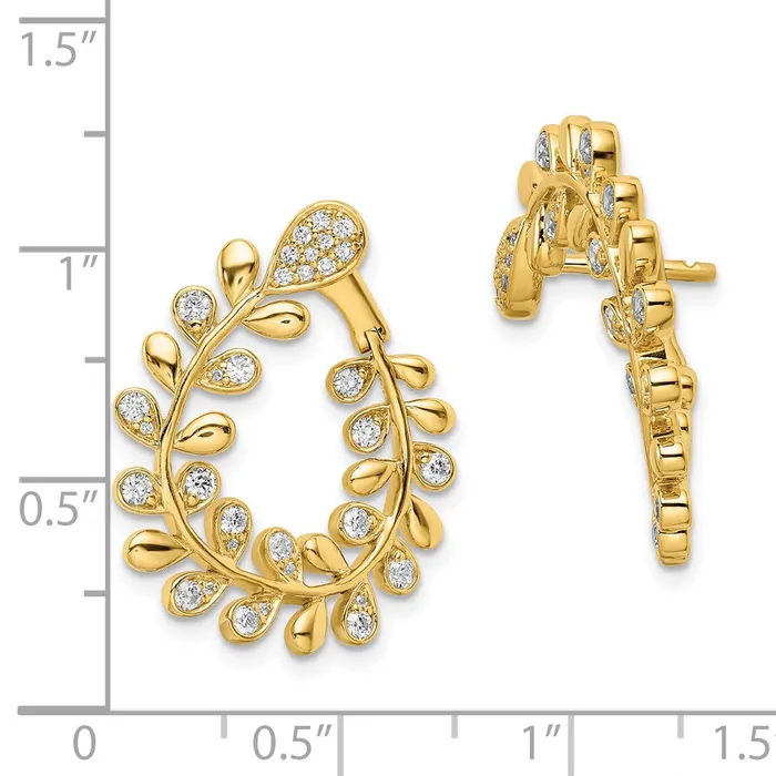 WB Choice Jewelry Earrings 14k Polished Diamond Leaf Design Hoop EarringsWBCEM8379100YA WB Choice Jewelry Earrings 14k Polished Diamond Leaf Design Hoop EarringsWBCEM8379100YA