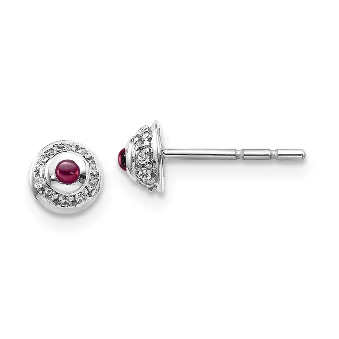 WB Choice Jewelry Earrings 14k White Gold Diamond and Cabochon Rhodolite Garnet EarringsWBCEM4030RG008WA WB Choice Jewelry Earrings 14k White Gold Diamond and Cabochon Rhodolite Garnet EarringsWBCEM4030RG008WA