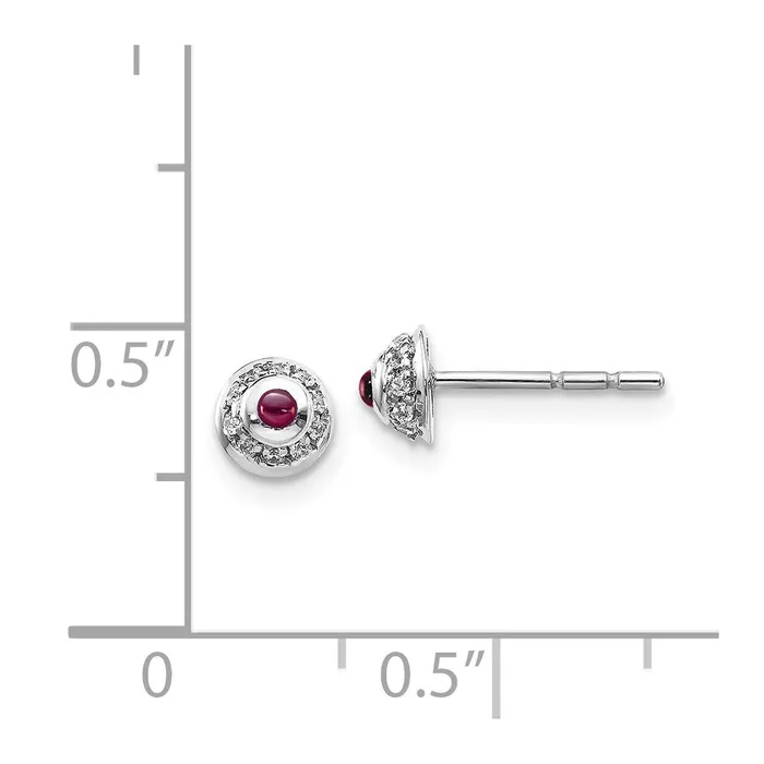 WB Choice Jewelry Earrings 14k White Gold Diamond and Cabochon Rhodolite Garnet EarringsWBCEM4030RG008WA WB Choice Jewelry Earrings 14k White Gold Diamond and Cabochon Rhodolite Garnet EarringsWBCEM4030RG008WA