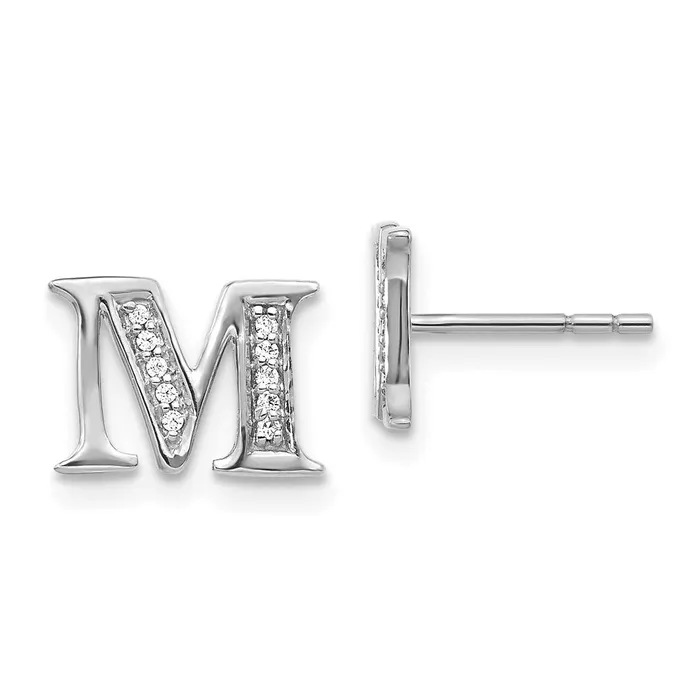 WB Choice Jewelry Earrings 14k White Gold Diamond Initial M EarringsWBCEM4170M007WA WB Choice Jewelry Earrings 14k White Gold Diamond Initial M EarringsWBCEM4170M007WA