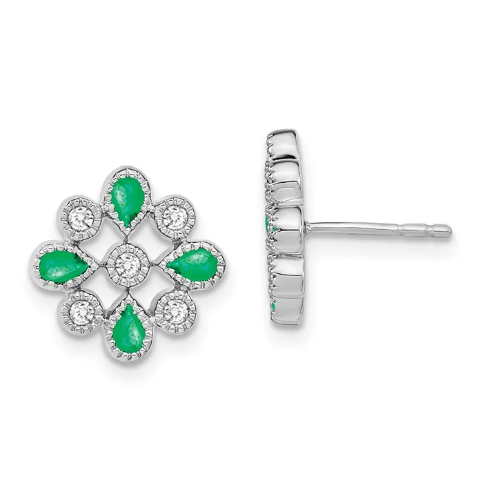WB Choice Jewelry Earrings 14k White Gold Emerald and Diamond Post EarringsWBCEM7218EM015WA WB Choice Jewelry Earrings 14k White Gold Emerald and Diamond Post EarringsWBCEM7218EM015WA
