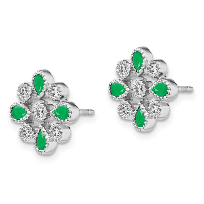 WB Choice Jewelry Earrings 14k White Gold Emerald and Diamond Post EarringsWBCEM7218EM015WA WB Choice Jewelry Earrings 14k White Gold Emerald and Diamond Post EarringsWBCEM7218EM015WA