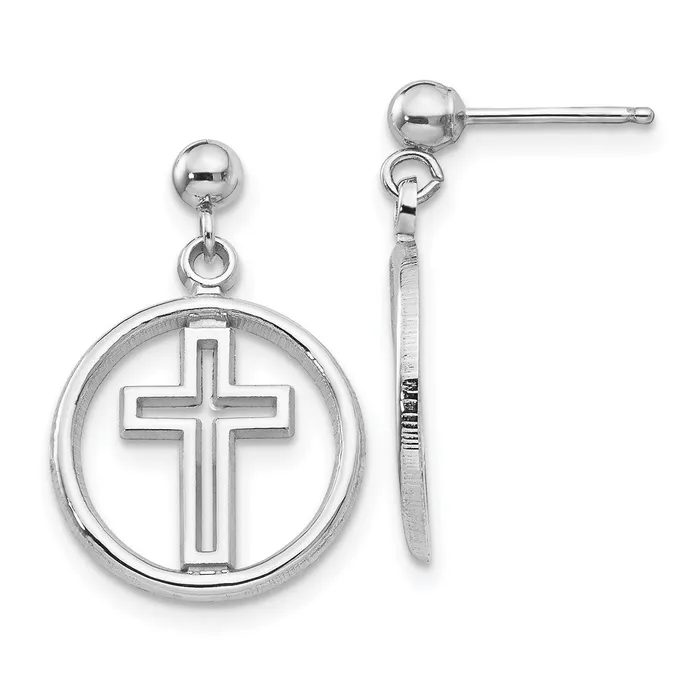 WB Choice Jewelry Earrings 14k White Gold Polished Eternal Life Cross Dangle Post EarringsWBCK108 WB Choice Jewelry Earrings 14k White Gold Polished Eternal Life Cross Dangle Post EarringsWBCK108
