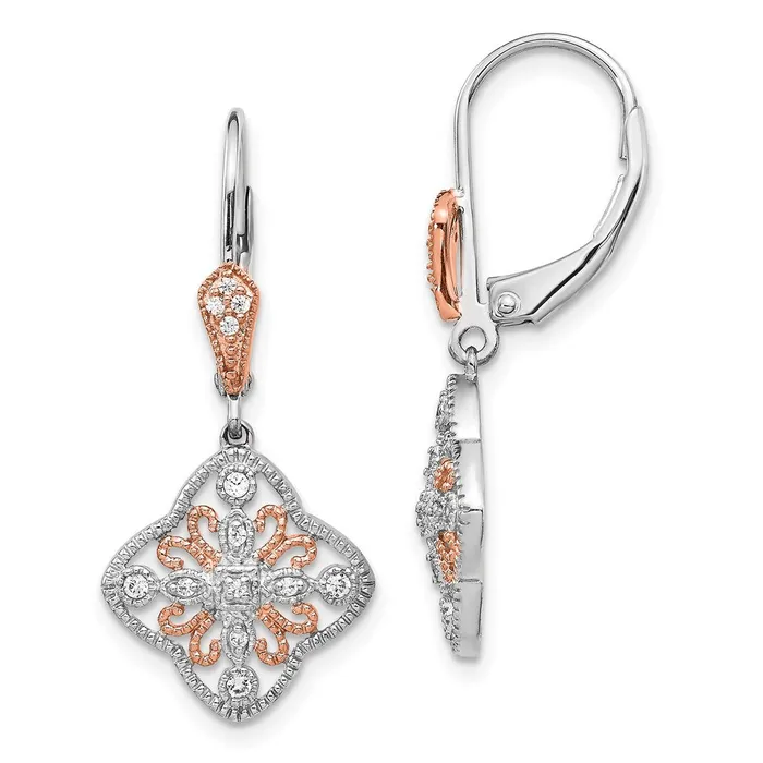WB Choice Jewelry Earrings 14k White Gold wRose Rhodium Diamond Leverback EarringsWBCEM5547013WA WB Choice Jewelry Earrings 14k White Gold wRose Rhodium Diamond Leverback EarringsWBCEM5547013WA