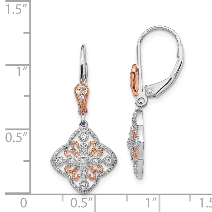 WB Choice Jewelry Earrings 14k White Gold wRose Rhodium Diamond Leverback EarringsWBCEM5547013WA WB Choice Jewelry Earrings 14k White Gold wRose Rhodium Diamond Leverback EarringsWBCEM5547013WA