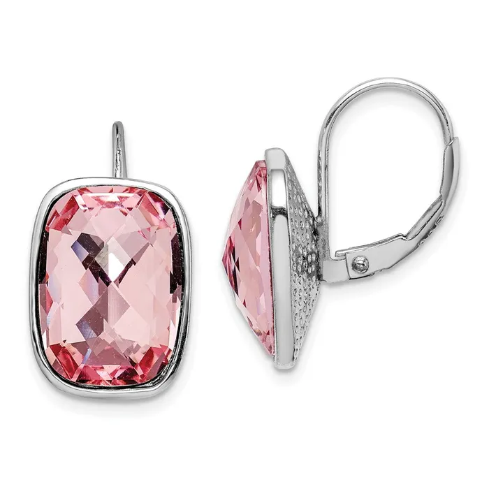 WB Choice Jewelry Earrings Sterling Silver Rhodiumplated Pink Crystal Leverback EarringsWBCQE14432 WB Choice Jewelry Earrings Sterling Silver Rhodiumplated Pink Crystal Leverback EarringsWBCQE14432
