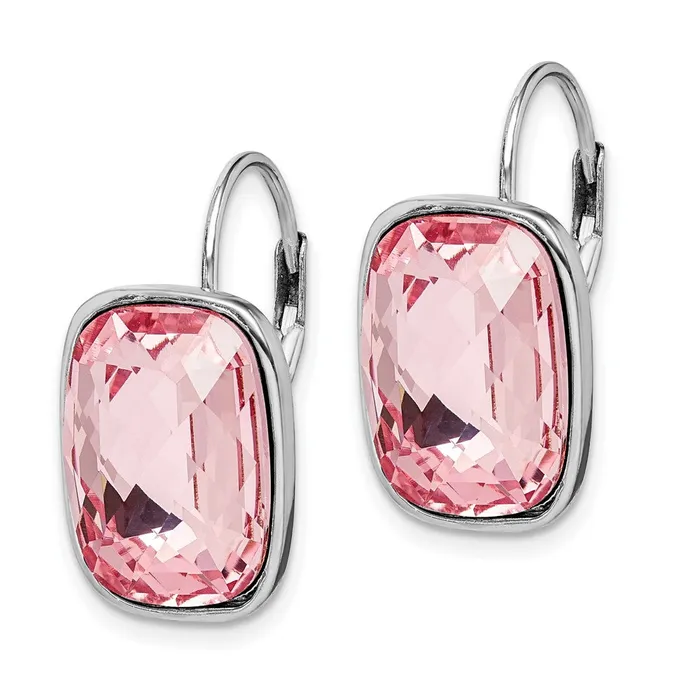 WB Choice Jewelry Earrings Sterling Silver Rhodiumplated Pink Crystal Leverback EarringsWBCQE14432 WB Choice Jewelry Earrings Sterling Silver Rhodiumplated Pink Crystal Leverback EarringsWBCQE14432
