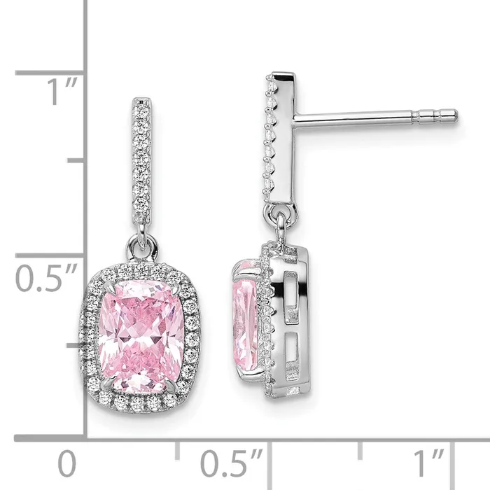 WB Choice Jewelry Earrings Sterling Silver Rhodiumplated Pink White CZ Dangle Post EarringsWBCQE15764 WB Choice Jewelry Earrings Sterling Silver Rhodiumplated Pink White CZ Dangle Post EarringsWBCQE15764