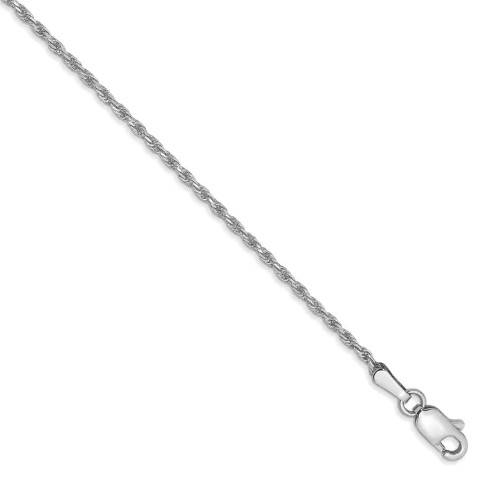WB Choice Jewelry Necklaces 10k White Gold 13mm DC Machine Made Rope Chain AnkletWBC10W0129