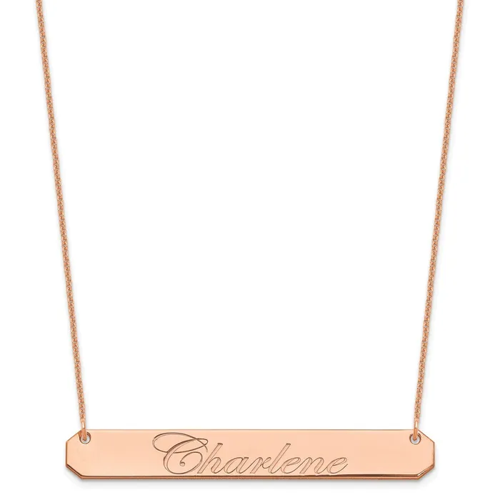 WB Choice Jewelry Necklaces 14K Rose Gold Large Polished Edwardian Script Bar NecklaceWBCXNA1225R WB Choice Jewelry Necklaces 14K Rose Gold Large Polished Edwardian Script Bar NecklaceWBCXNA1225R